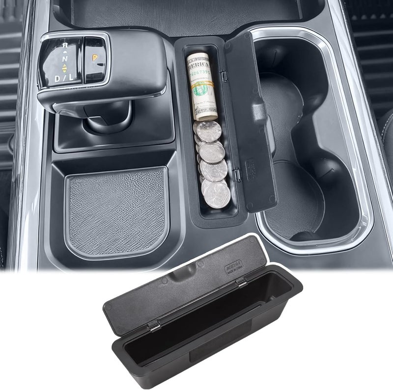 TOPINSTALL Hidden Storage Box Compatible with 2023-2026 Chevy Silverado/GMC Sierra 1500 & Refreshed 2022 1500, Center Console Organizer Coin Holder Insert (Full Console w/Bucket Seats ONLY) - Image 1